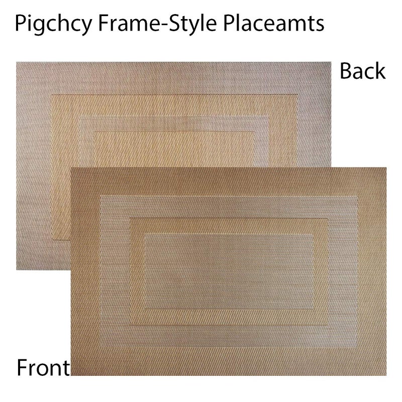 PIGCHCY Placemats,Heat Resistant Non Slip Durable Plastic Place Mats,Washable Easy to Clean Woven Vinyl Kitchen Placemats for Dining Table Set of 4 (Champagne) - Image 5